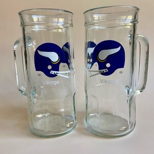 VTG Minnesota Viking NFL Fisher Nuts Beer Stein Glass Mug Helmet Logo 7" Tall